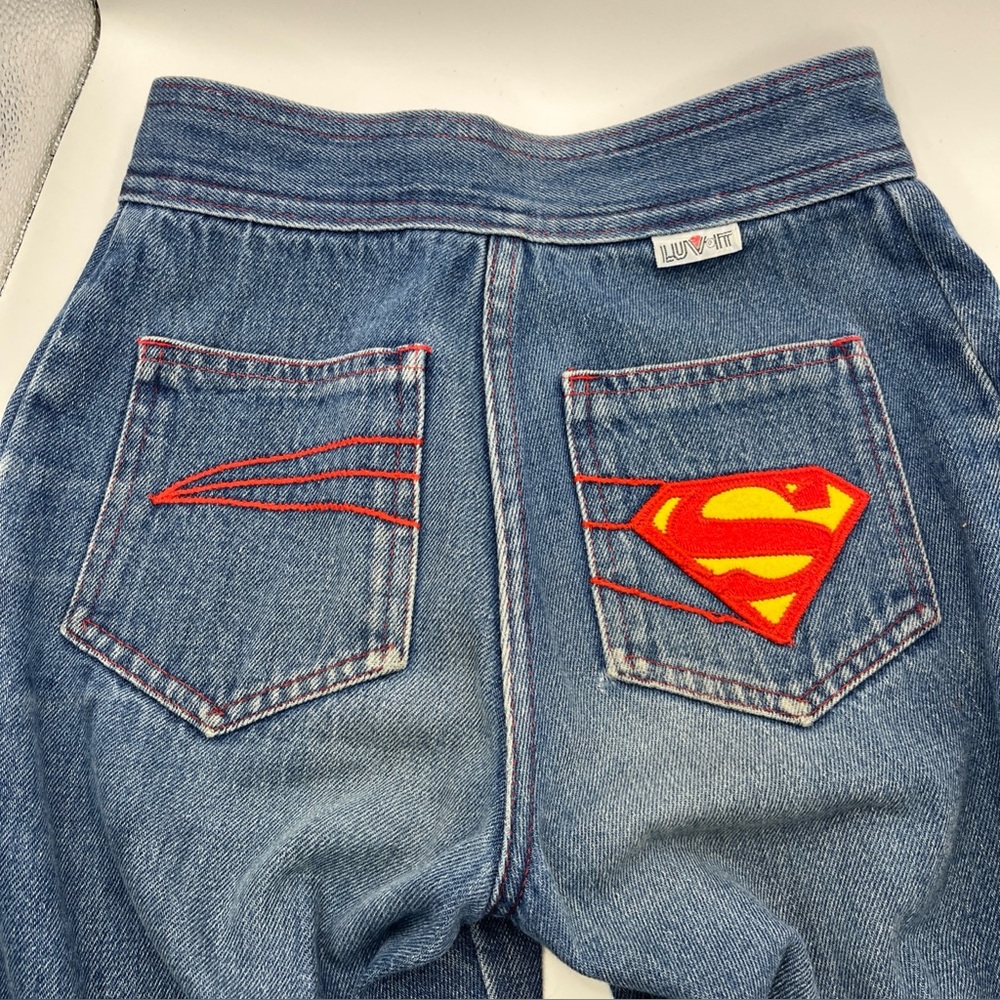 Luv It 1978 Superman Kids Jeans Size 12 Slim Vintage Unisex Embroidered DC Heros